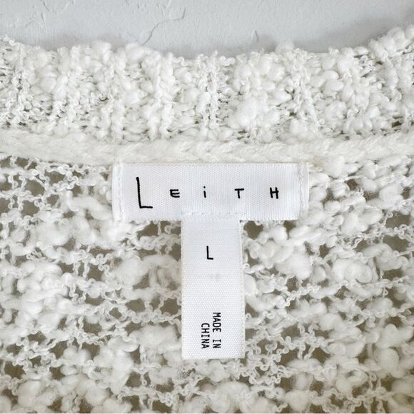Leith Off White Popcorn Knit Long Sleeve Sweater Size L - Picture 7 of 10